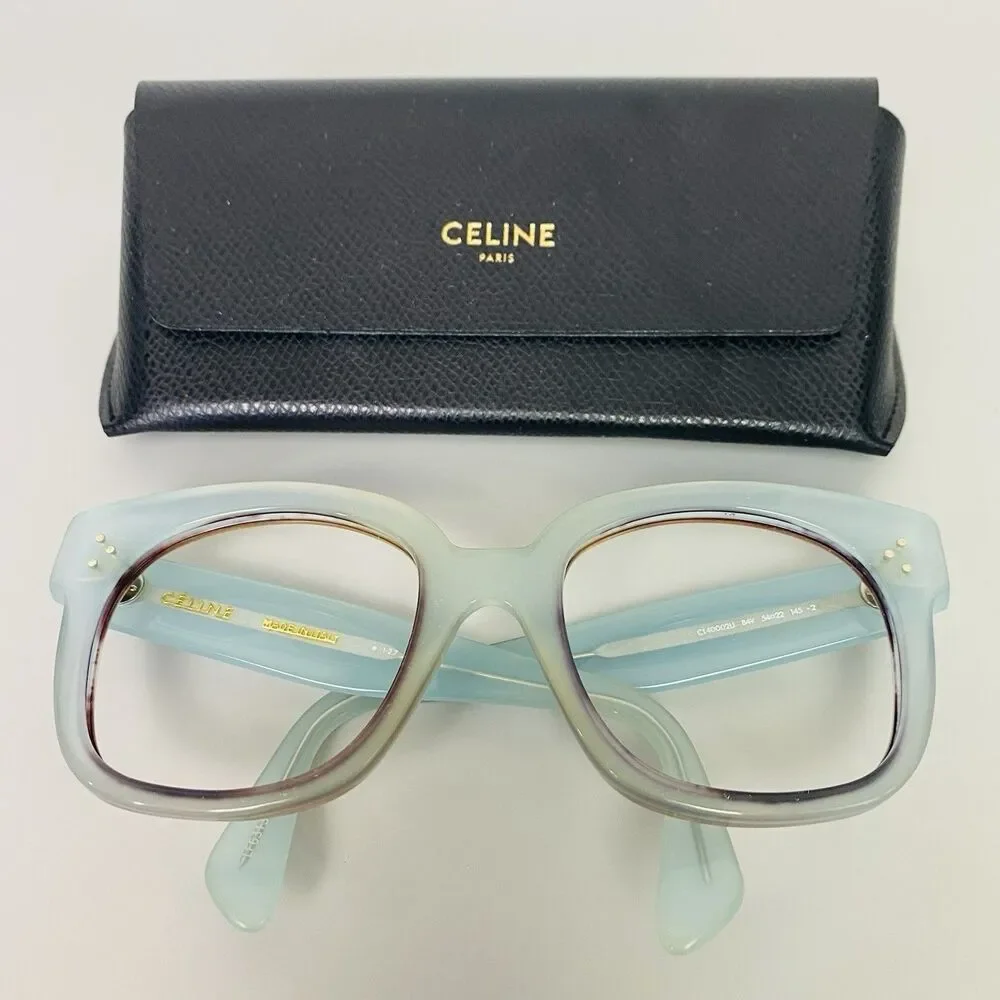 Celine CL40002U 84V Baby Blue Crystal Eyeglass Frame 54-22 145 Italy Translucent